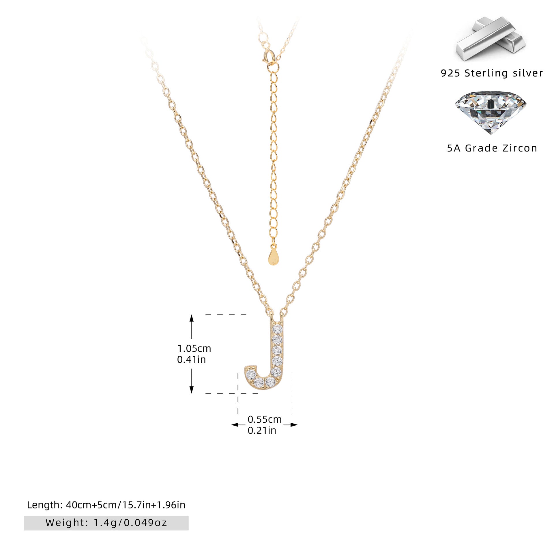 Personalized S925 Silver Letter Diamond Clavicle Necklace