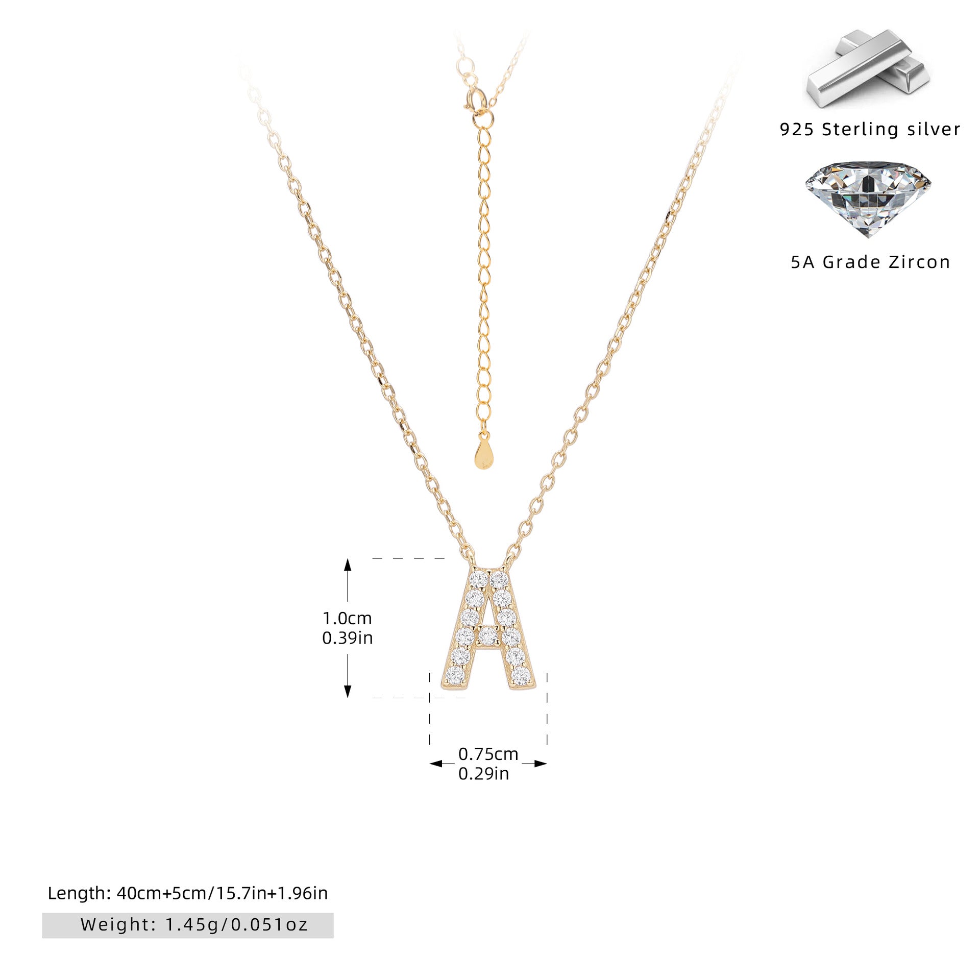Personalized S925 Silver Letter Diamond Clavicle Necklace