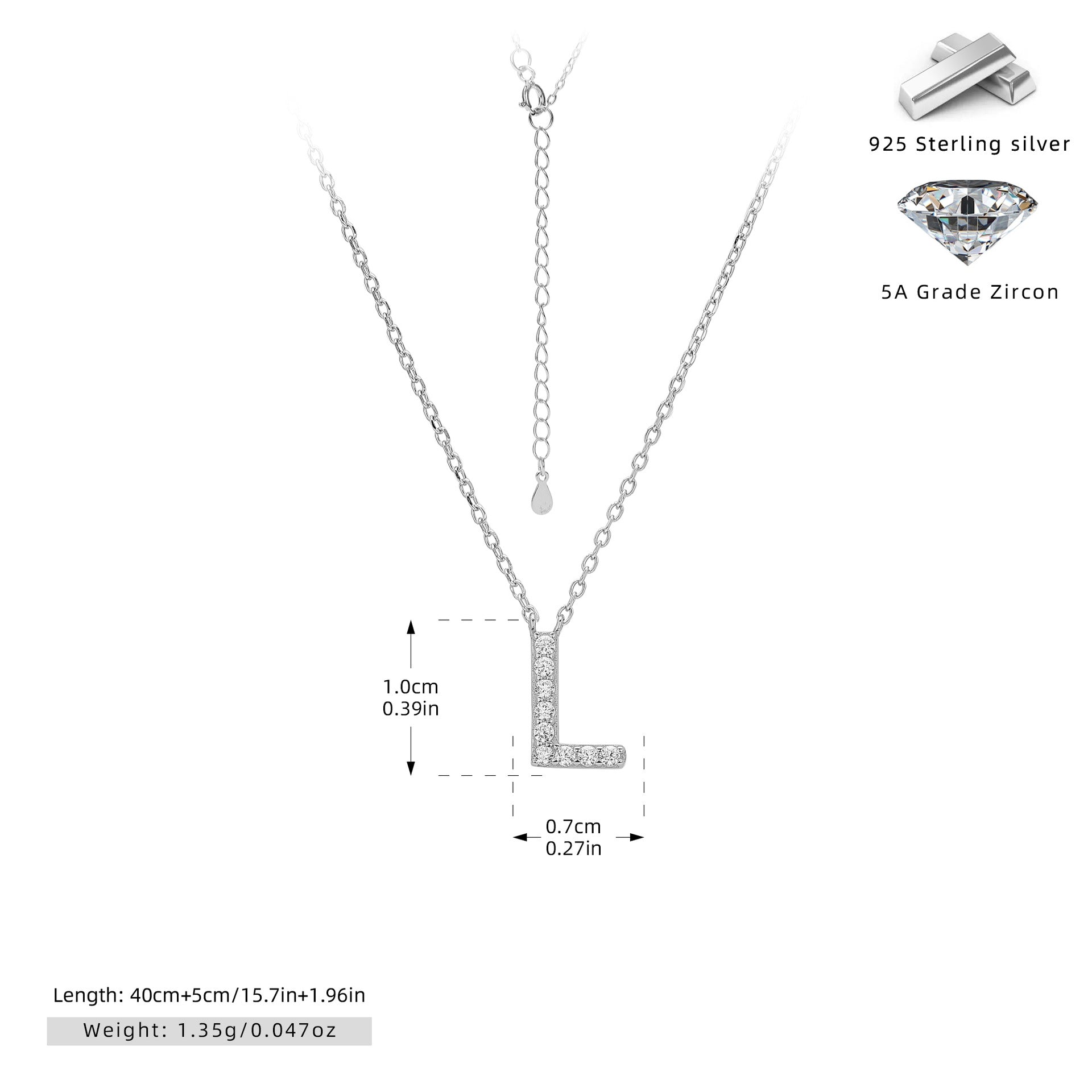 Personalized S925 Silver Letter Diamond Clavicle Necklace