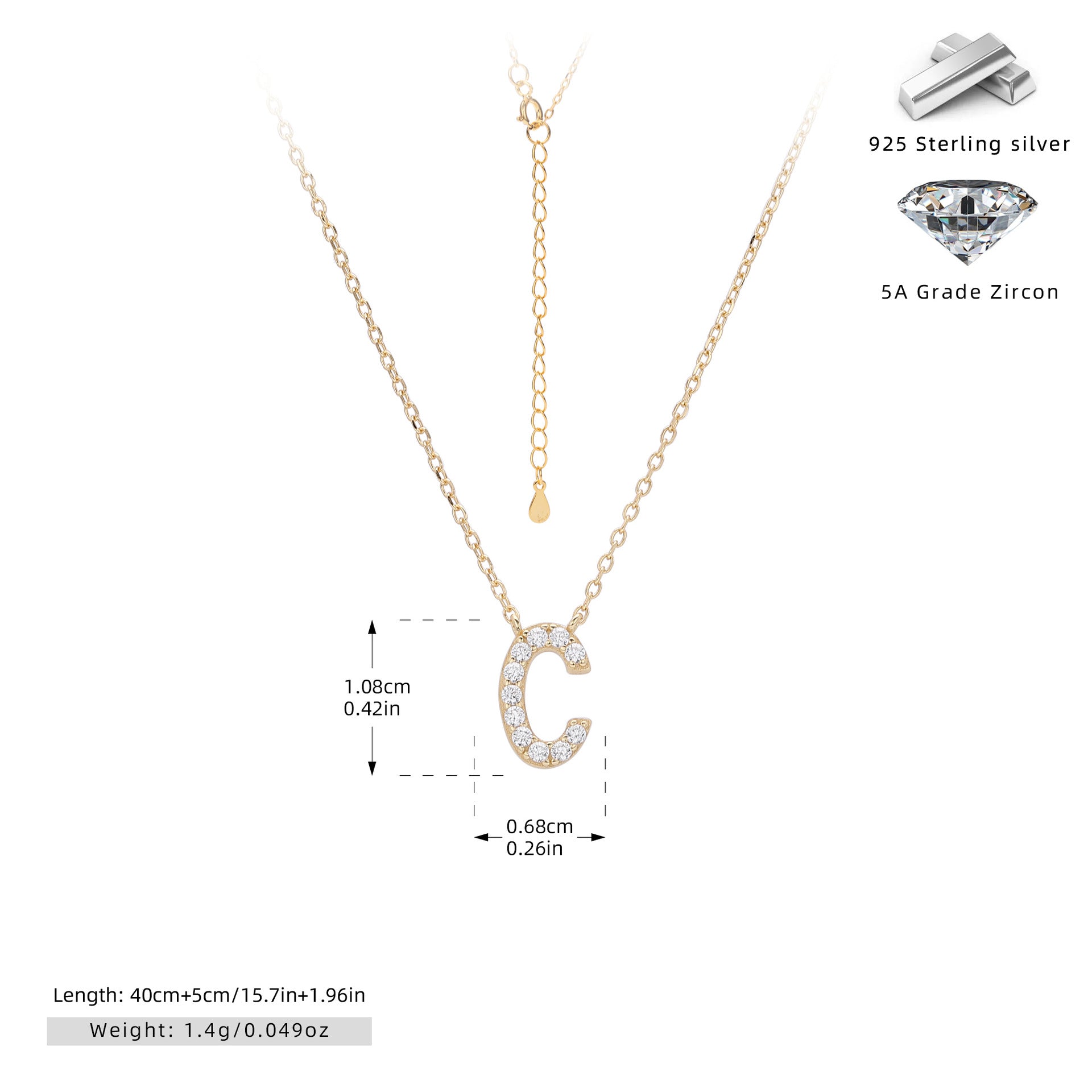 Personalized S925 Silver Letter Diamond Clavicle Necklace