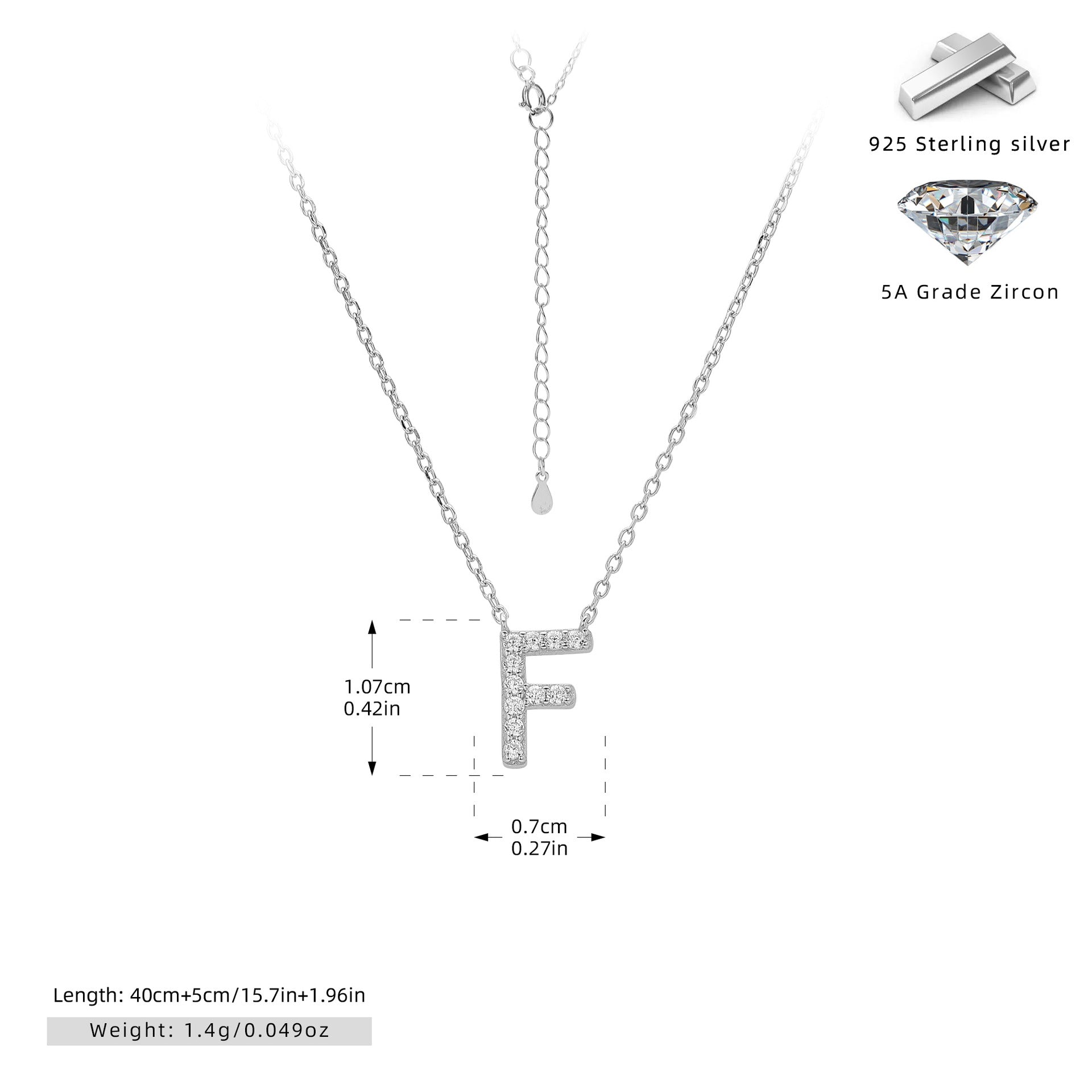 Personalized S925 Silver Letter Diamond Clavicle Necklace
