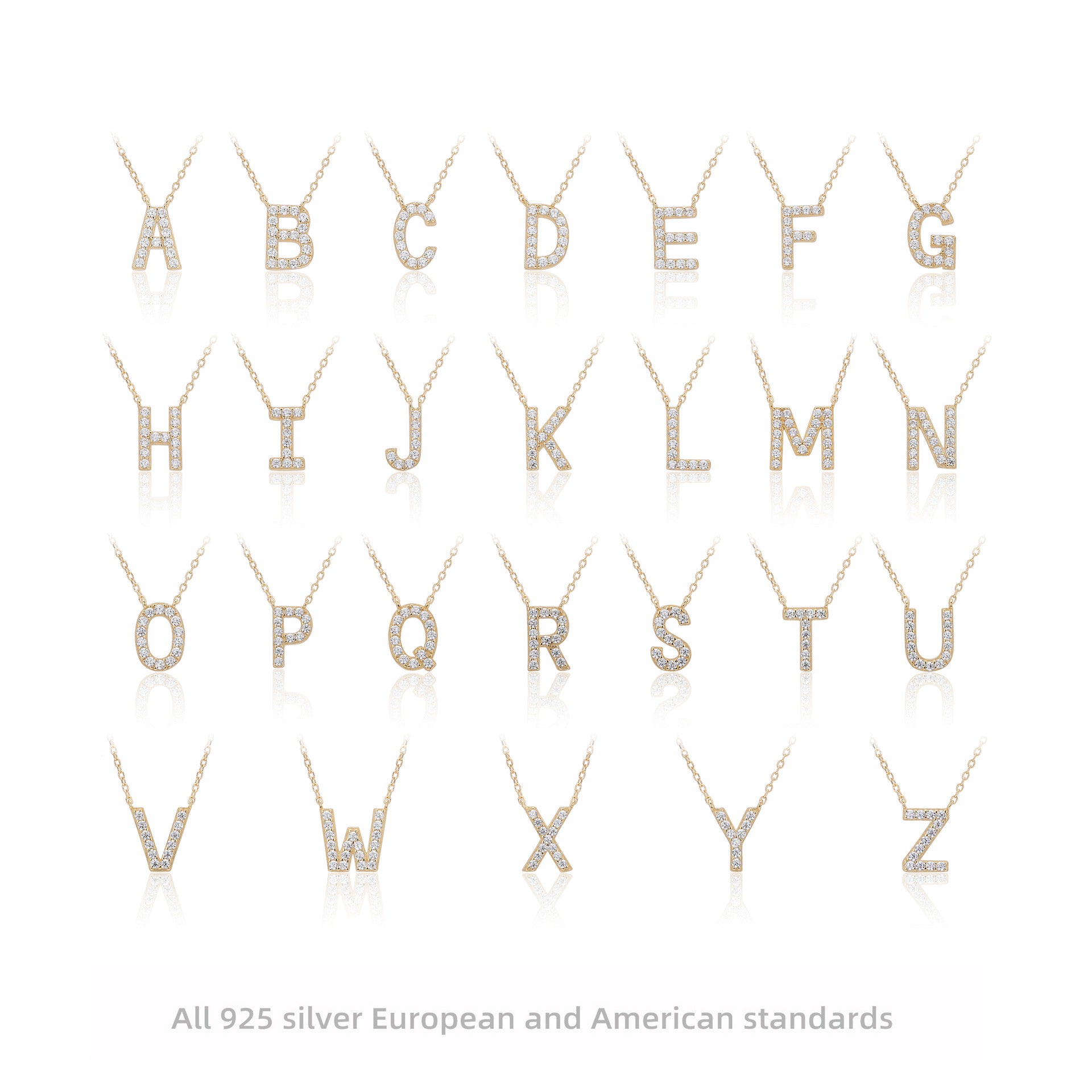 Personalized S925 Silver Letter Diamond Clavicle Necklace