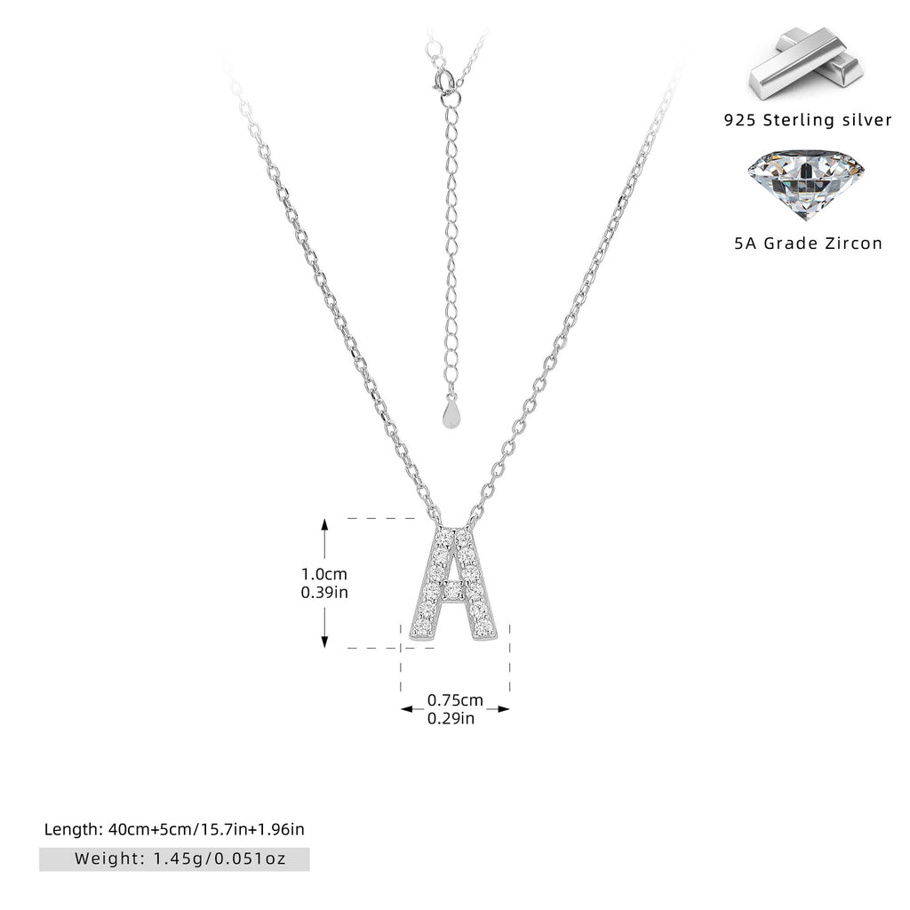Personalized S925 Silver Letter Diamond Clavicle Necklace