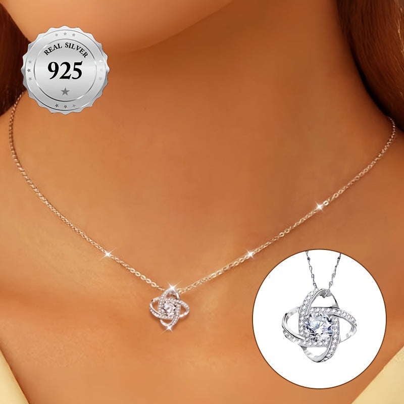 Sterling Silver Heart Necklace with Zircon