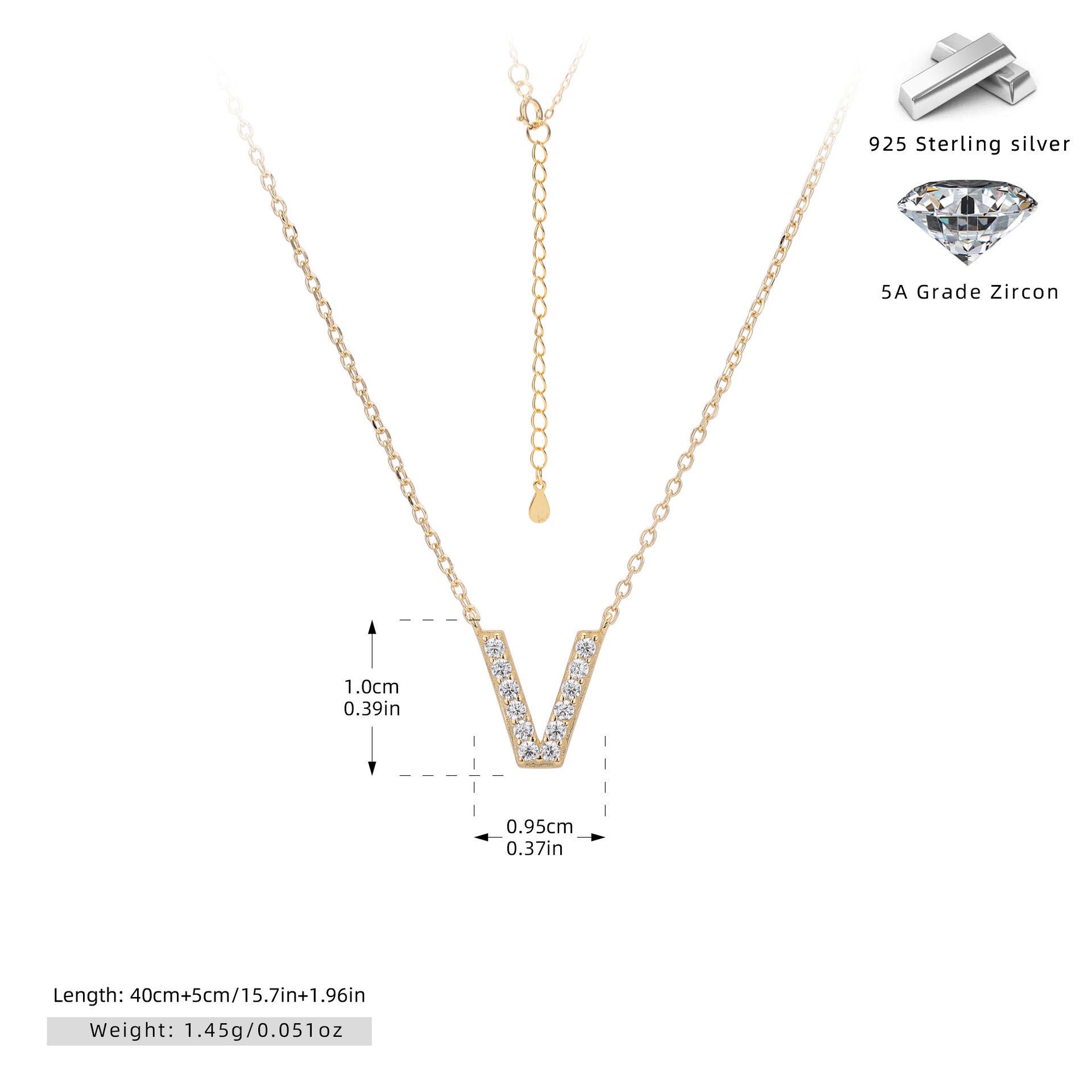 Personalized S925 Silver Letter Diamond Clavicle Necklace