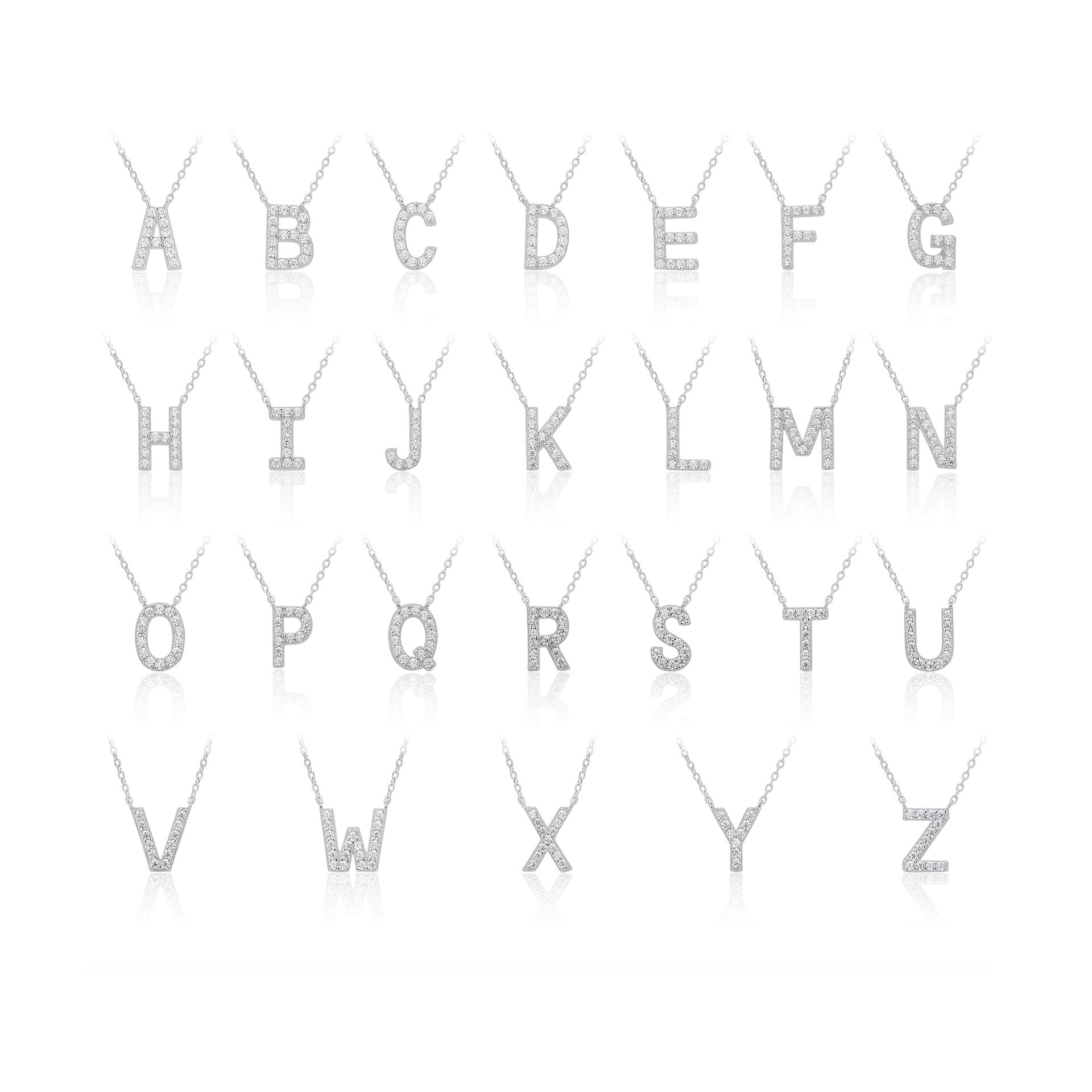 Personalized S925 Silver Letter Diamond Clavicle Necklace