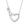 Silver zircon heart-shaped necklace