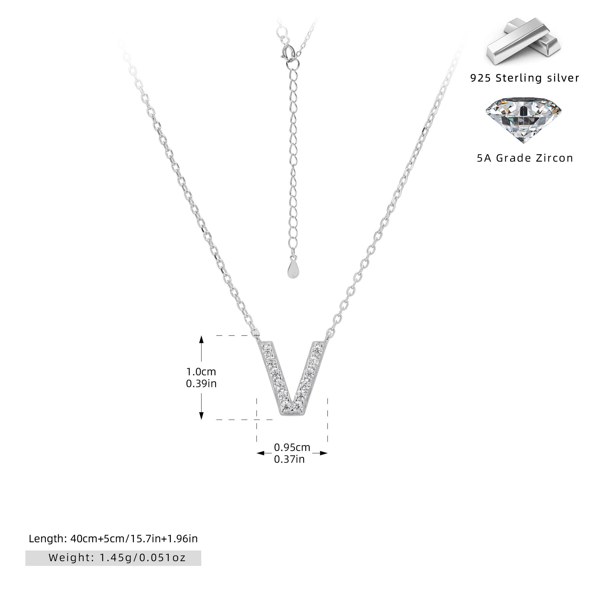 Personalized S925 Silver Letter Diamond Clavicle Necklace