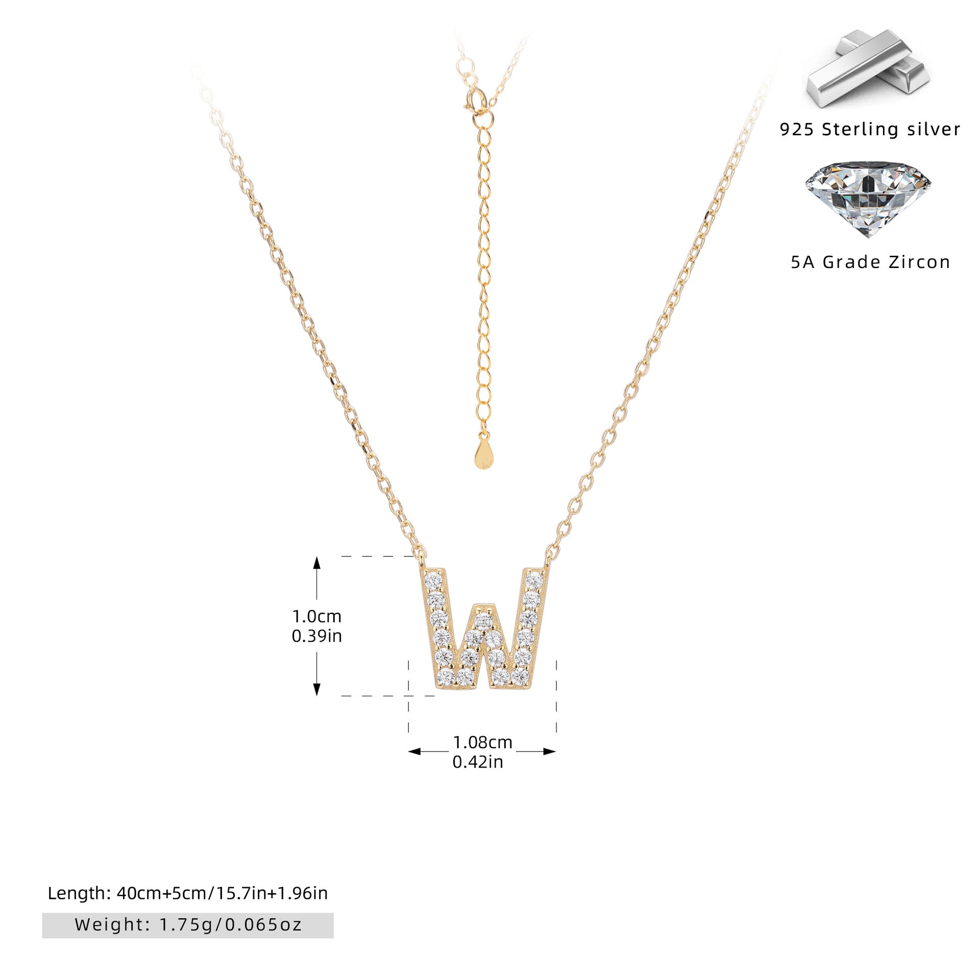 Personalized S925 Silver Letter Diamond Clavicle Necklace