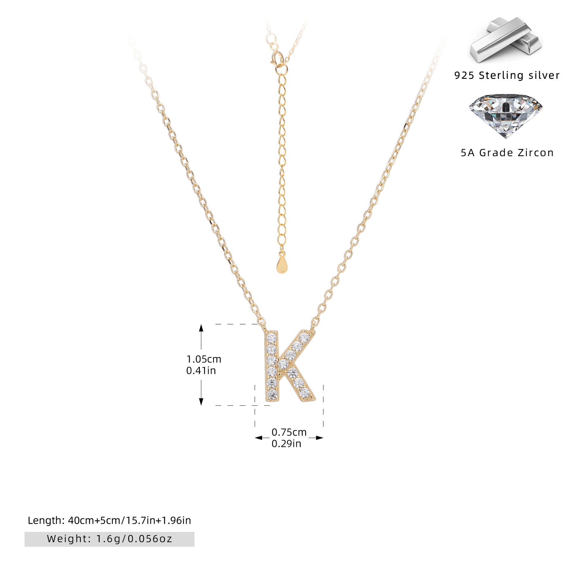 Personalized S925 Silver Letter Diamond Clavicle Necklace