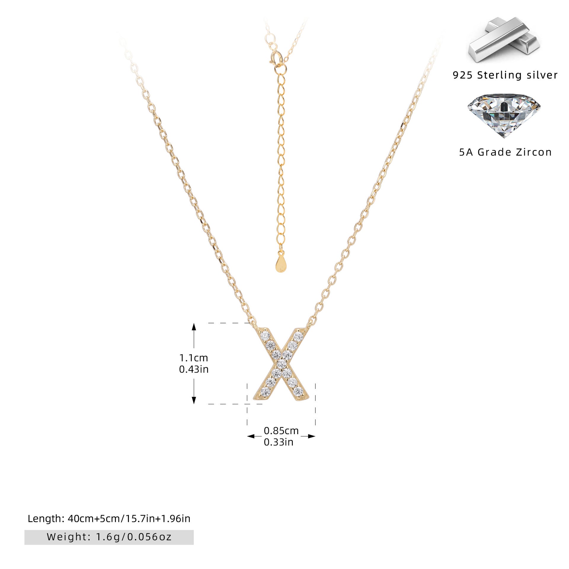 Personalized S925 Silver Letter Diamond Clavicle Necklace