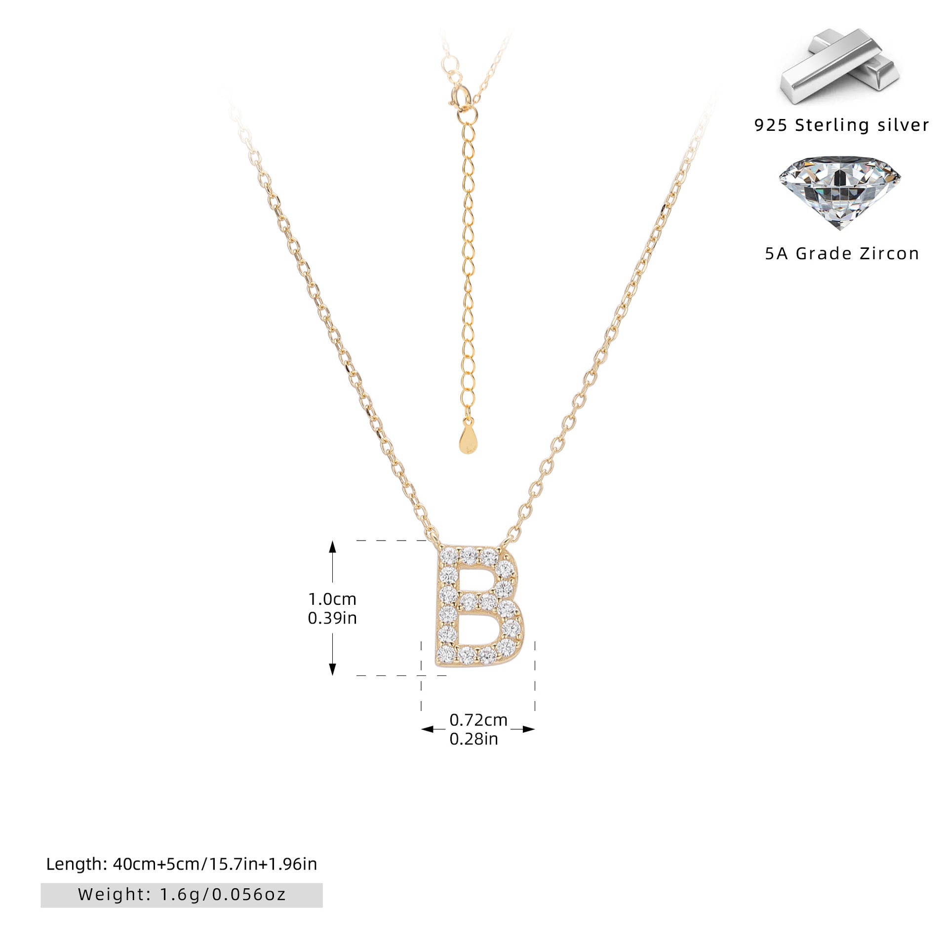 Personalized S925 Silver Letter Diamond Clavicle Necklace