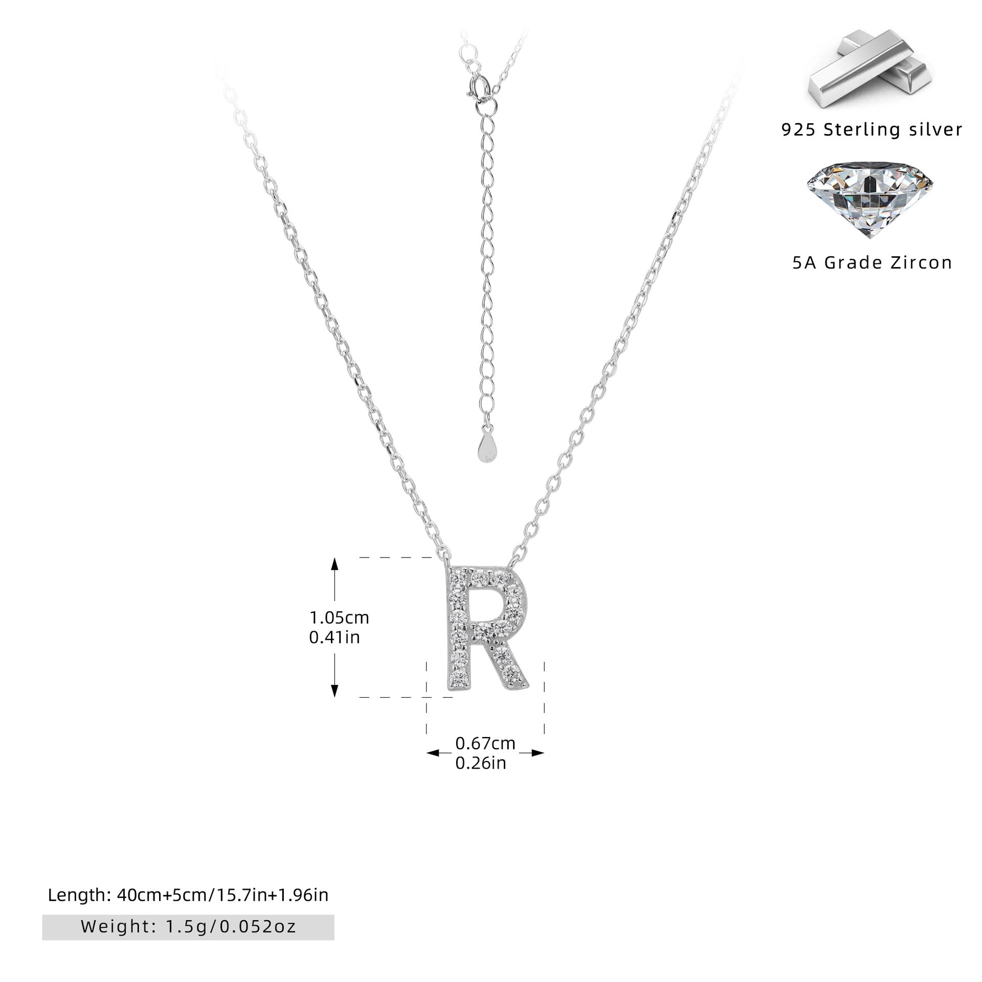 Personalized S925 Silver Letter Diamond Clavicle Necklace