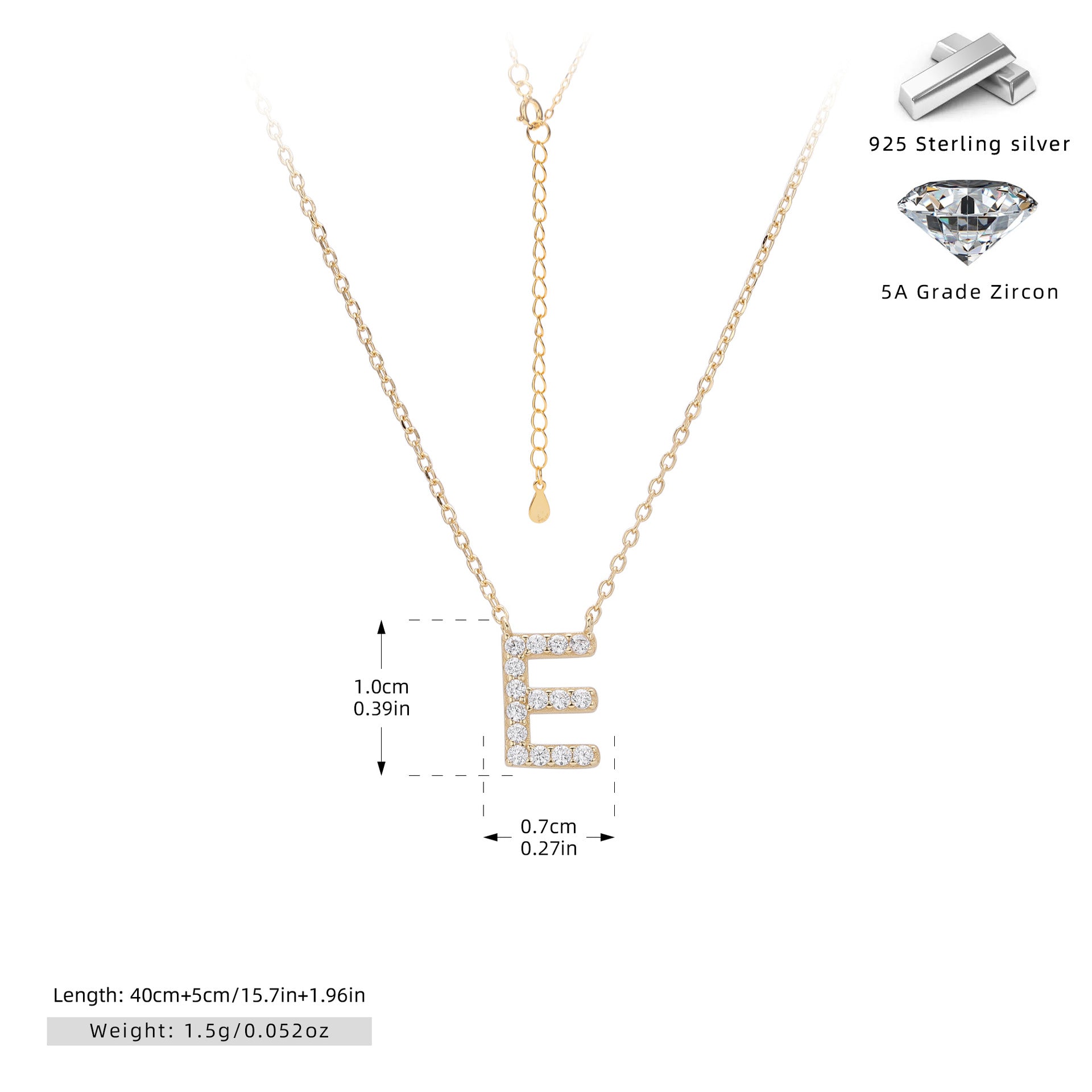 Personalized S925 Silver Letter Diamond Clavicle Necklace