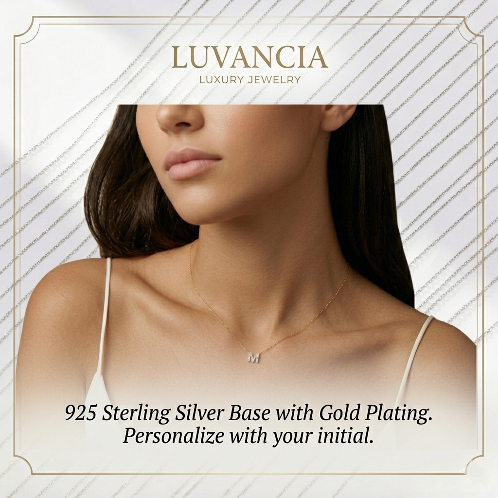 Personalized S925 Silver Letter Diamond Clavicle Necklace