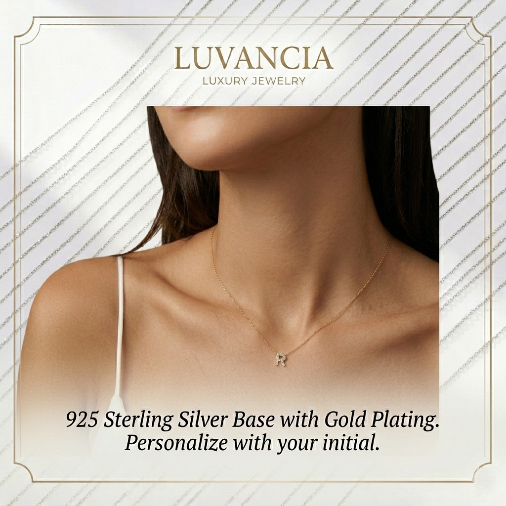 Personalized S925 Silver Letter Diamond Clavicle Necklace