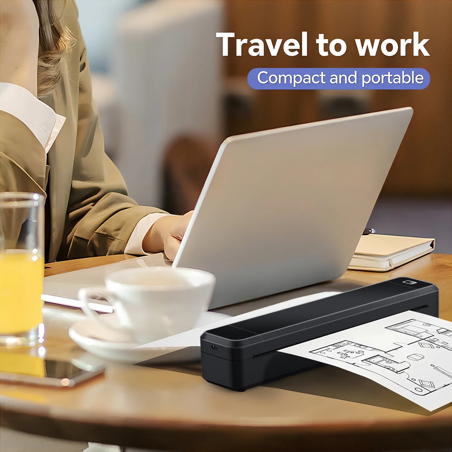 Portable A4 Thermal Printer Bluetooth Inkless Document