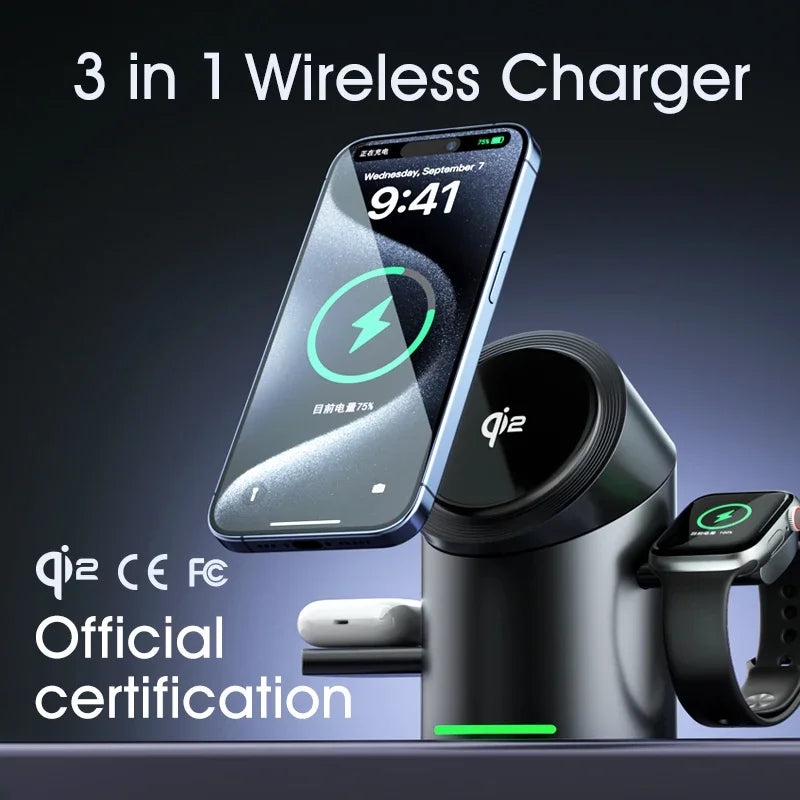 Qi2 3-in-1 Magnetic Wireless Charging Dock for Apple