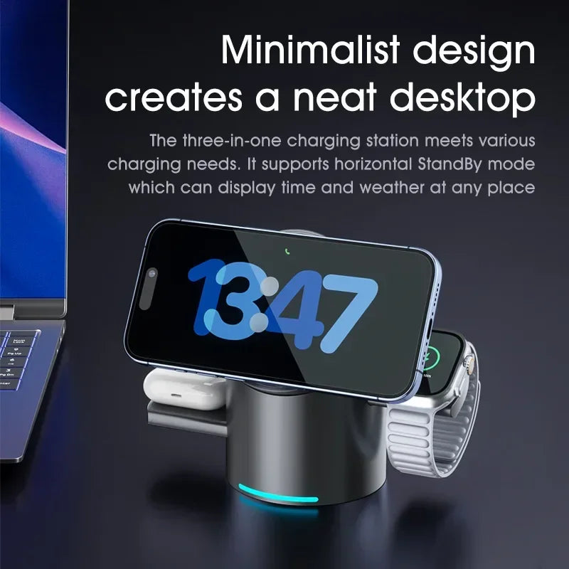 Qi2 3-in-1 Magnetic Wireless Charging Dock for Apple