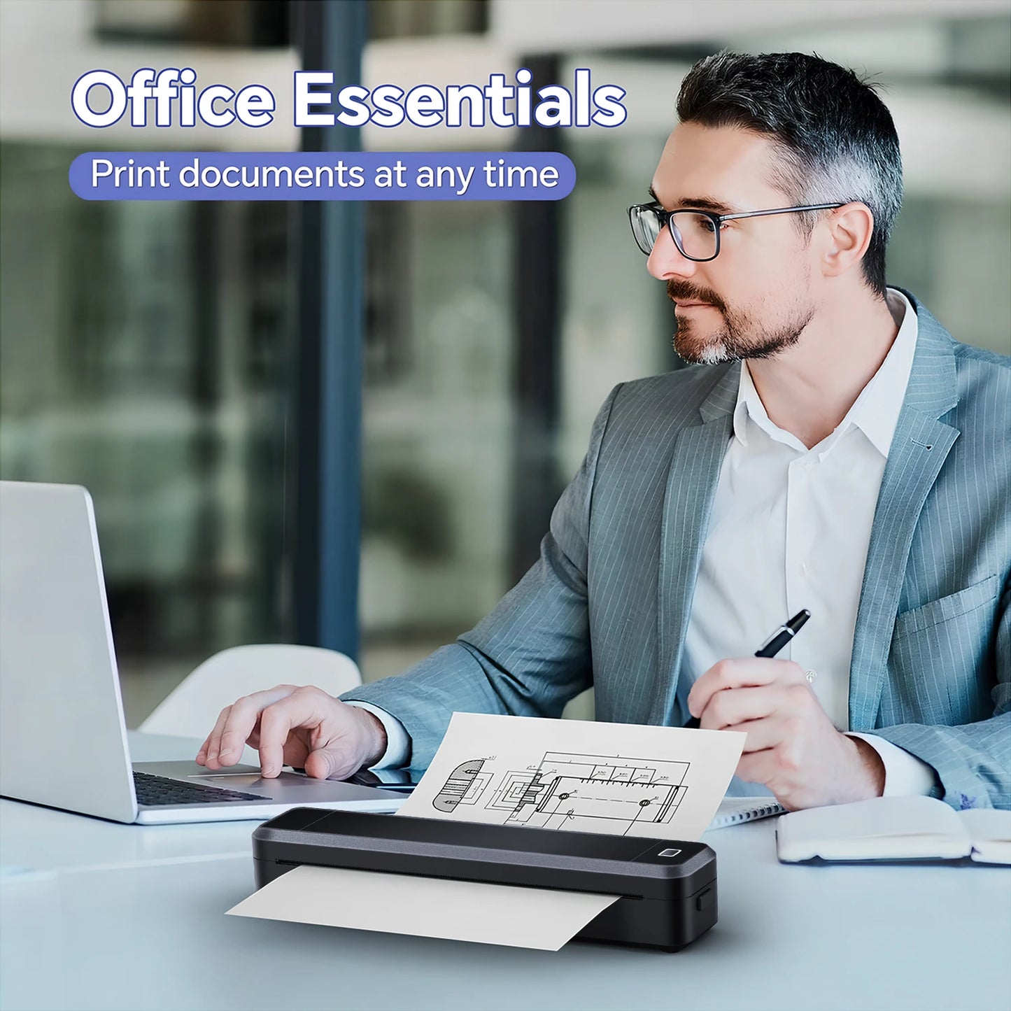 Portable A4 Thermal Printer Bluetooth Inkless Document