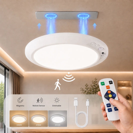 Rechargeable Motion Sensor Ceiling Light with Remote Control