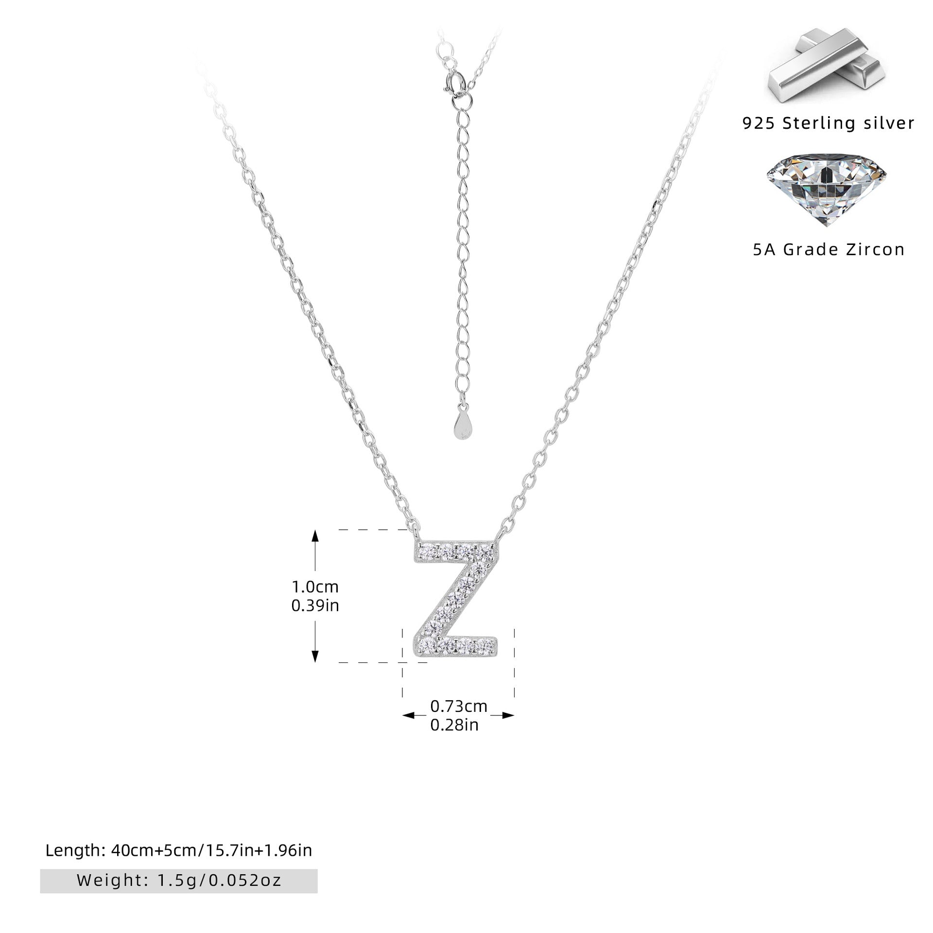 Personalized S925 Silver Letter Diamond Clavicle Necklace