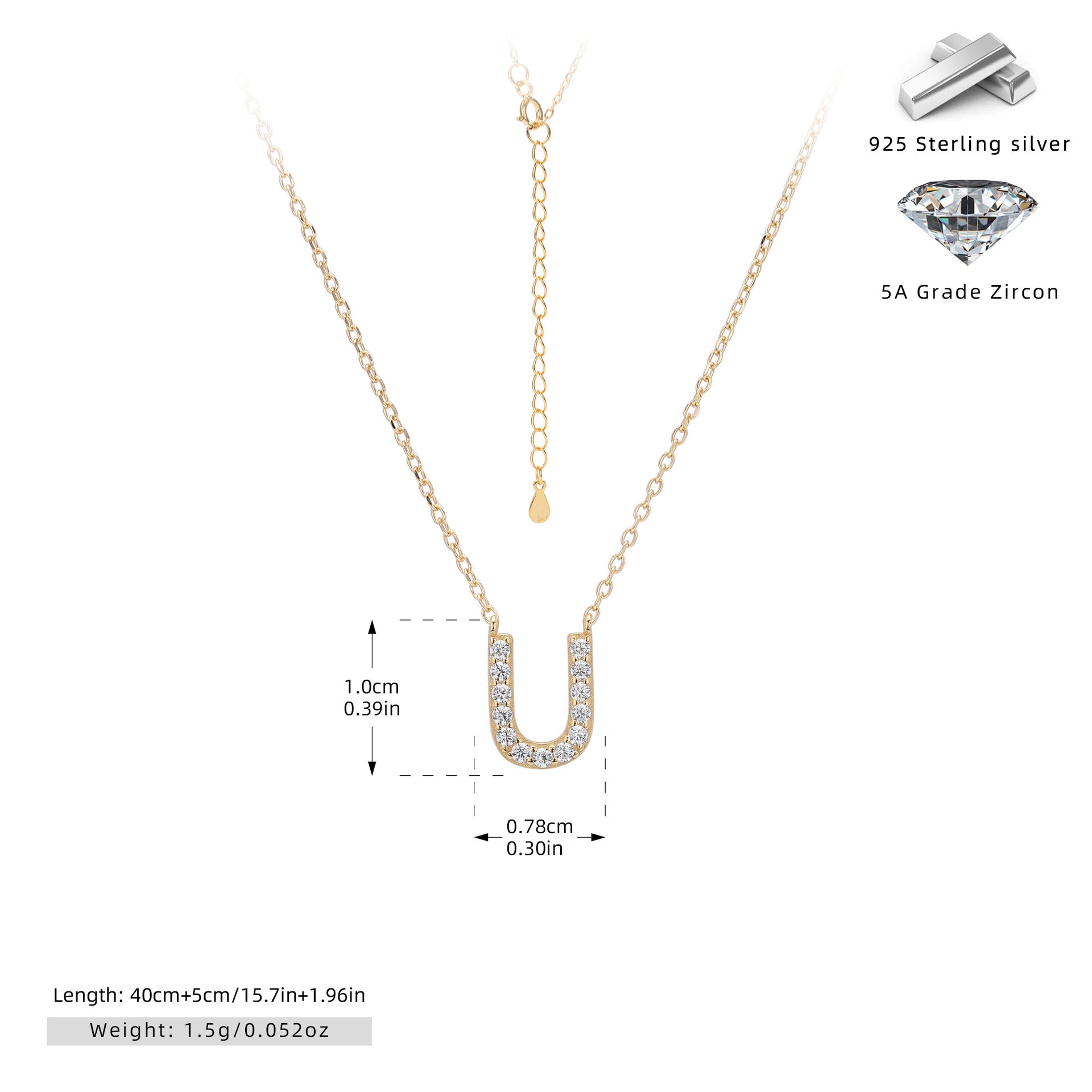 Personalized S925 Silver Letter Diamond Clavicle Necklace