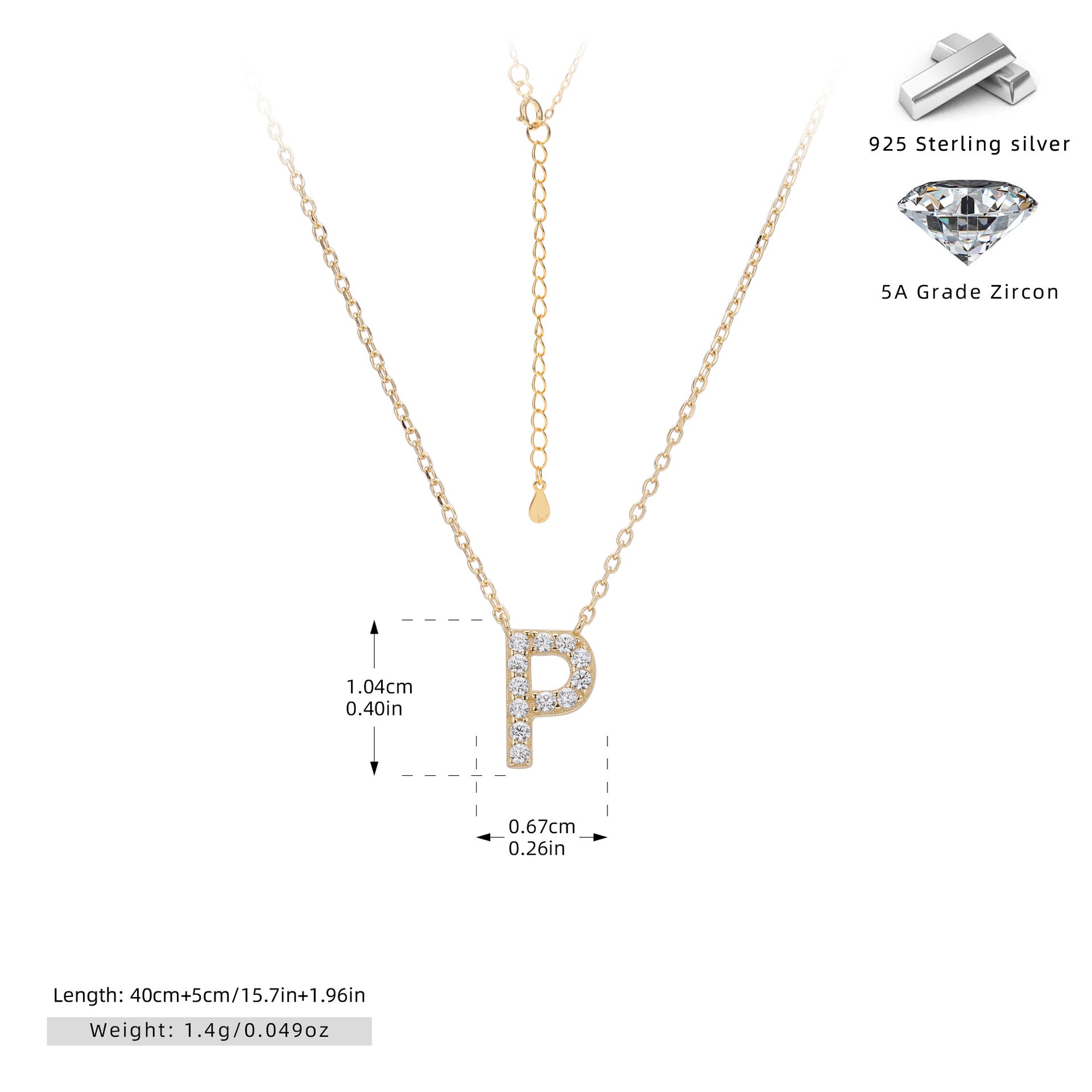 Personalized S925 Silver Letter Diamond Clavicle Necklace