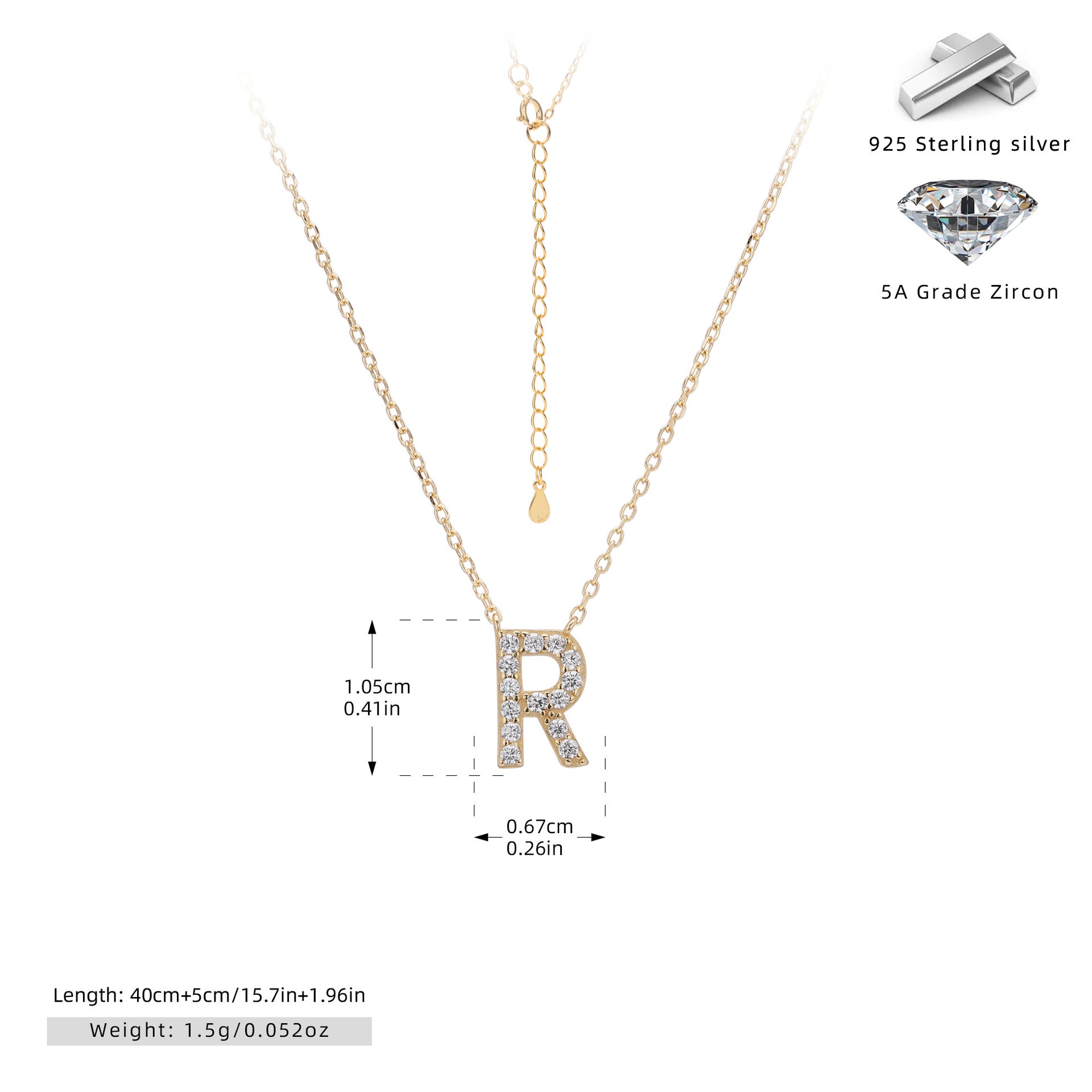 Personalized S925 Silver Letter Diamond Clavicle Necklace