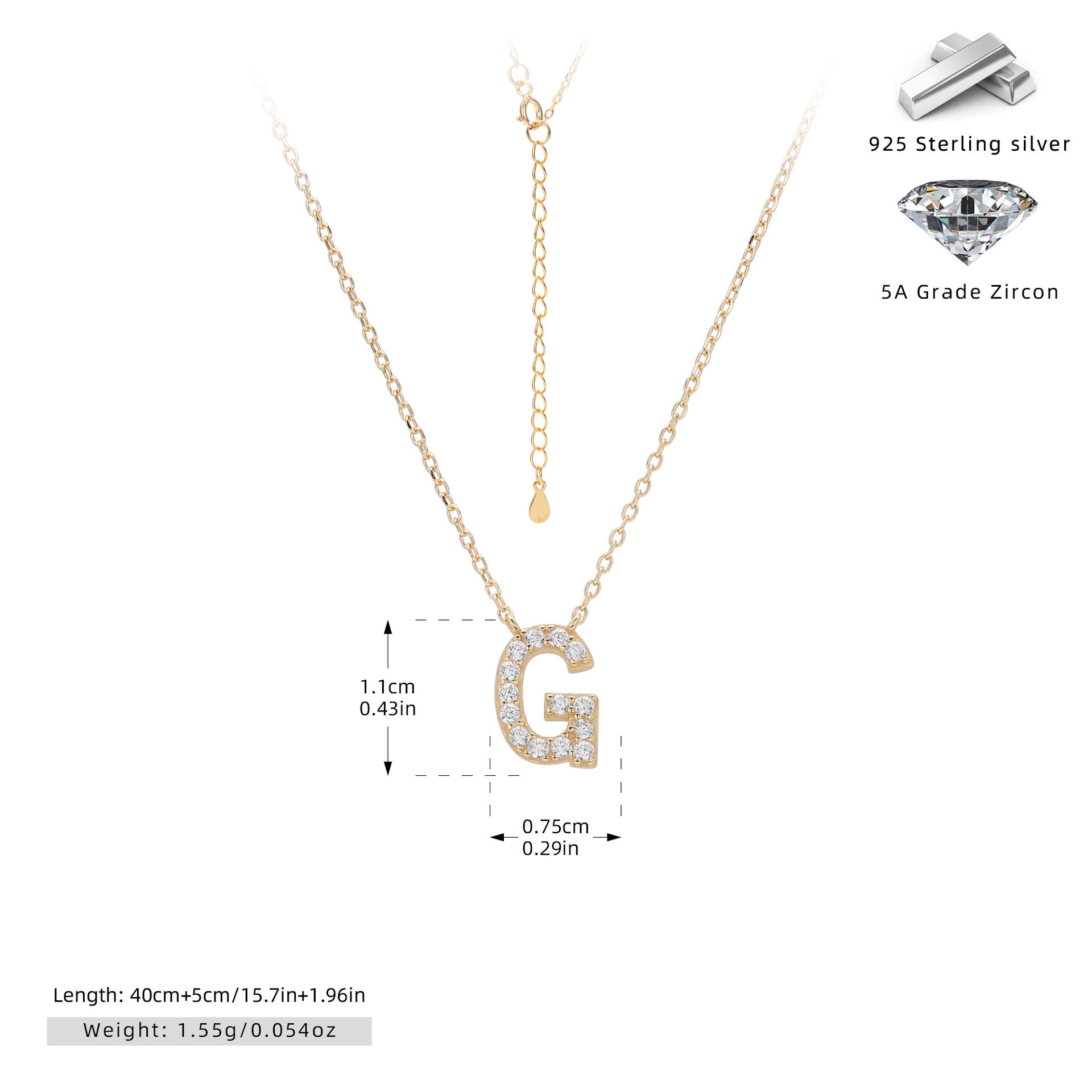 Personalized S925 Silver Letter Diamond Clavicle Necklace