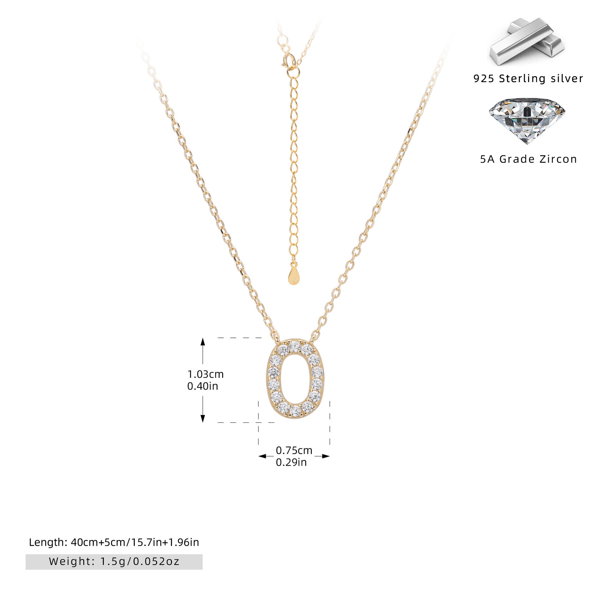 Personalized S925 Silver Letter Diamond Clavicle Necklace