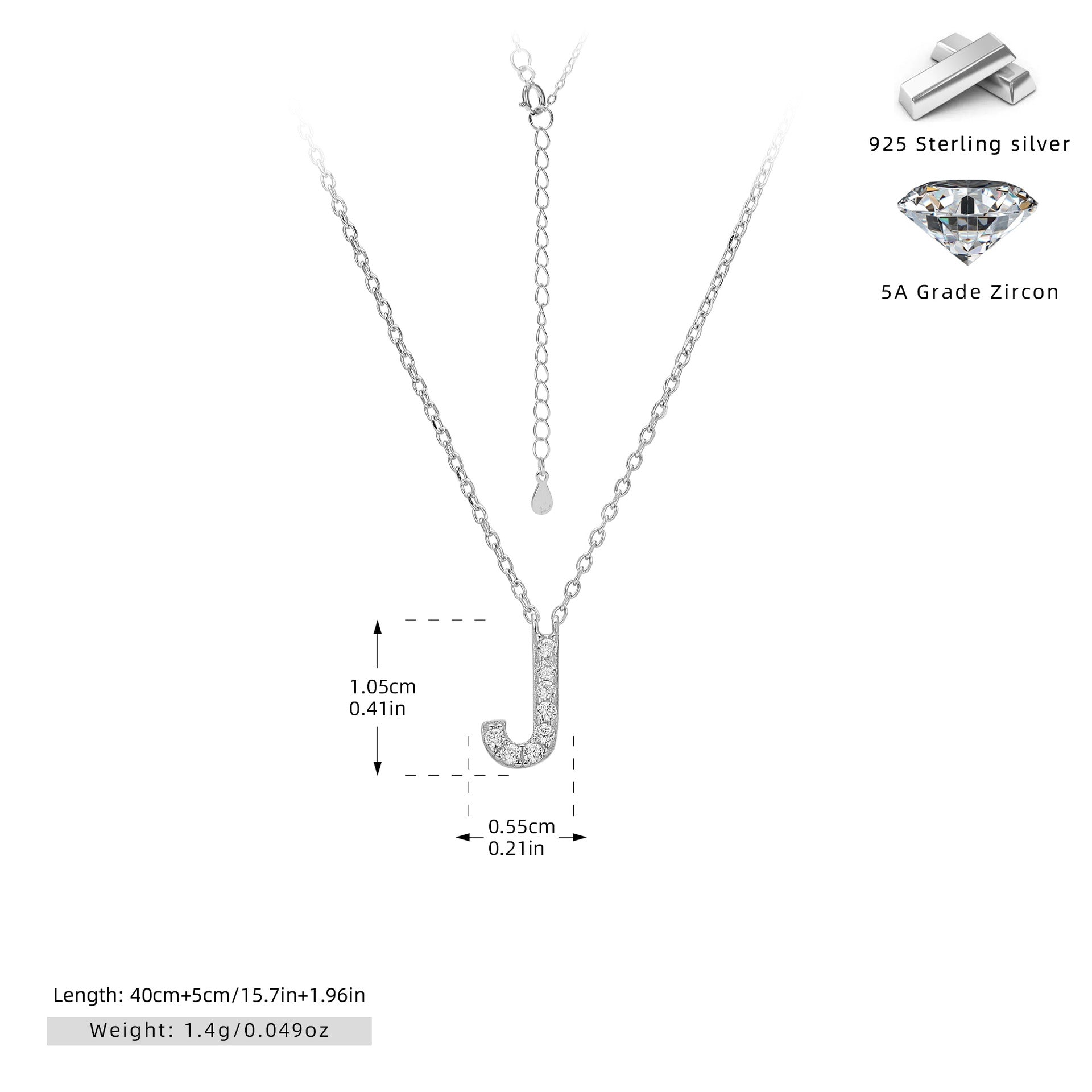 Personalized S925 Silver Letter Diamond Clavicle Necklace