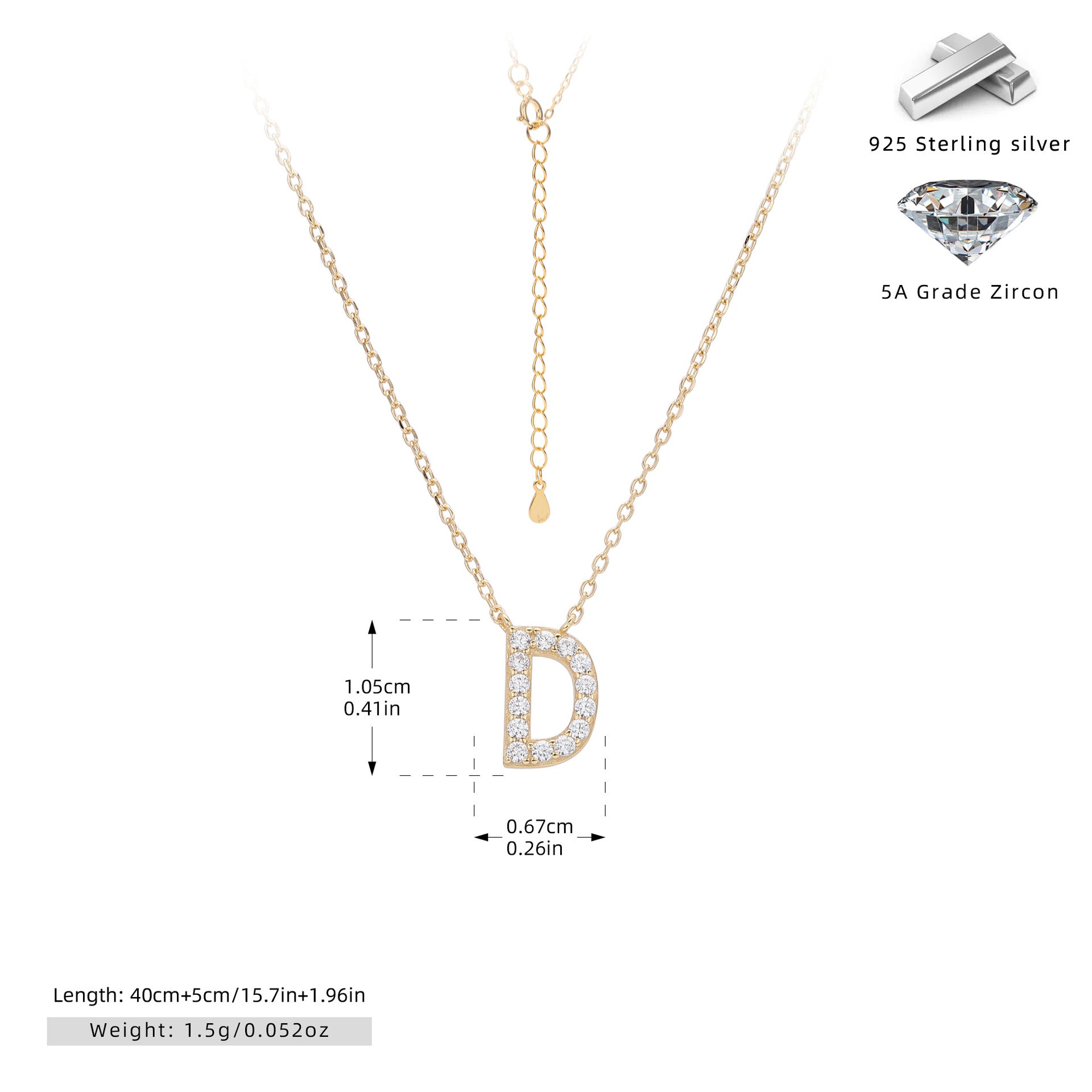 Personalized S925 Silver Letter Diamond Clavicle Necklace