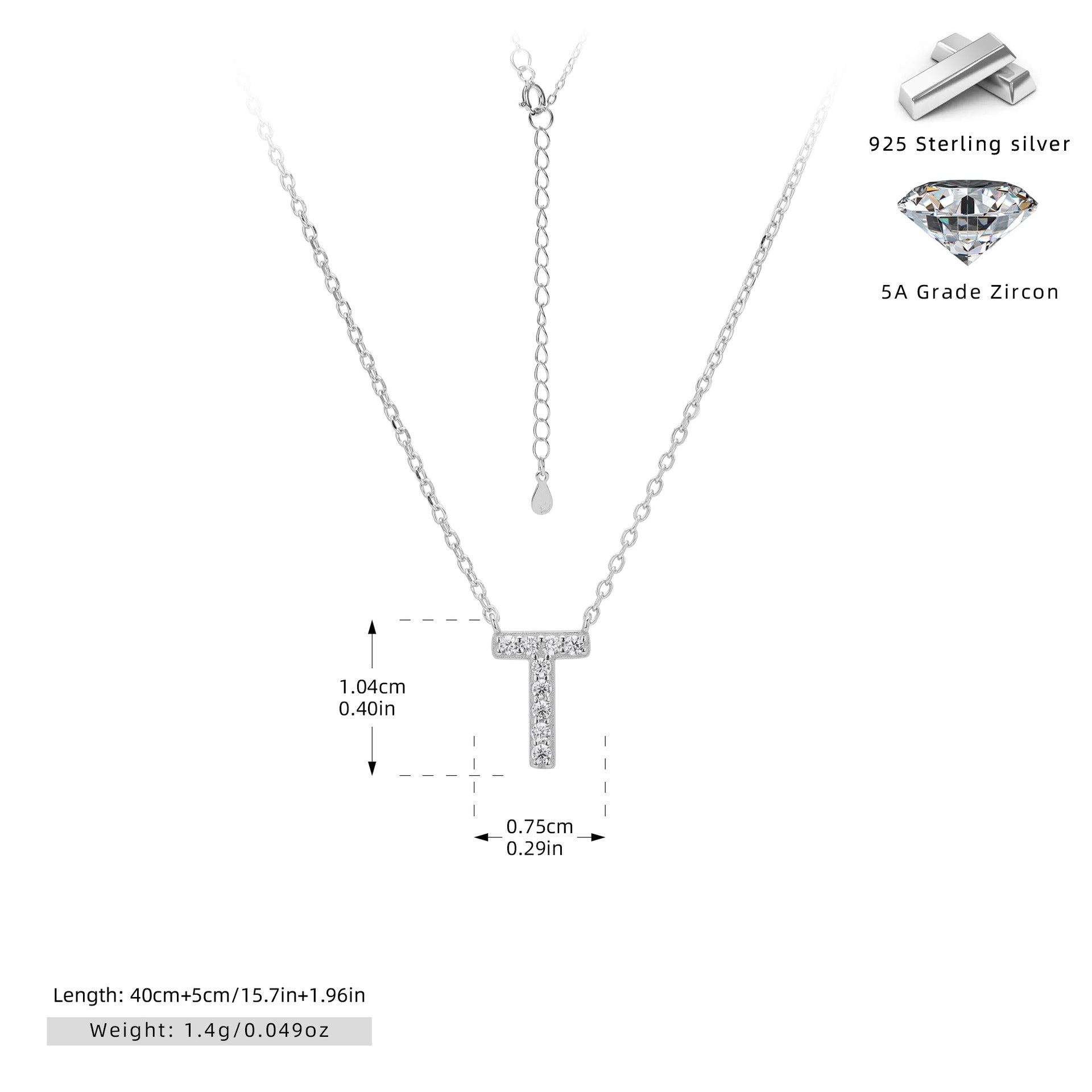 Personalized S925 Silver Letter Diamond Clavicle Necklace
