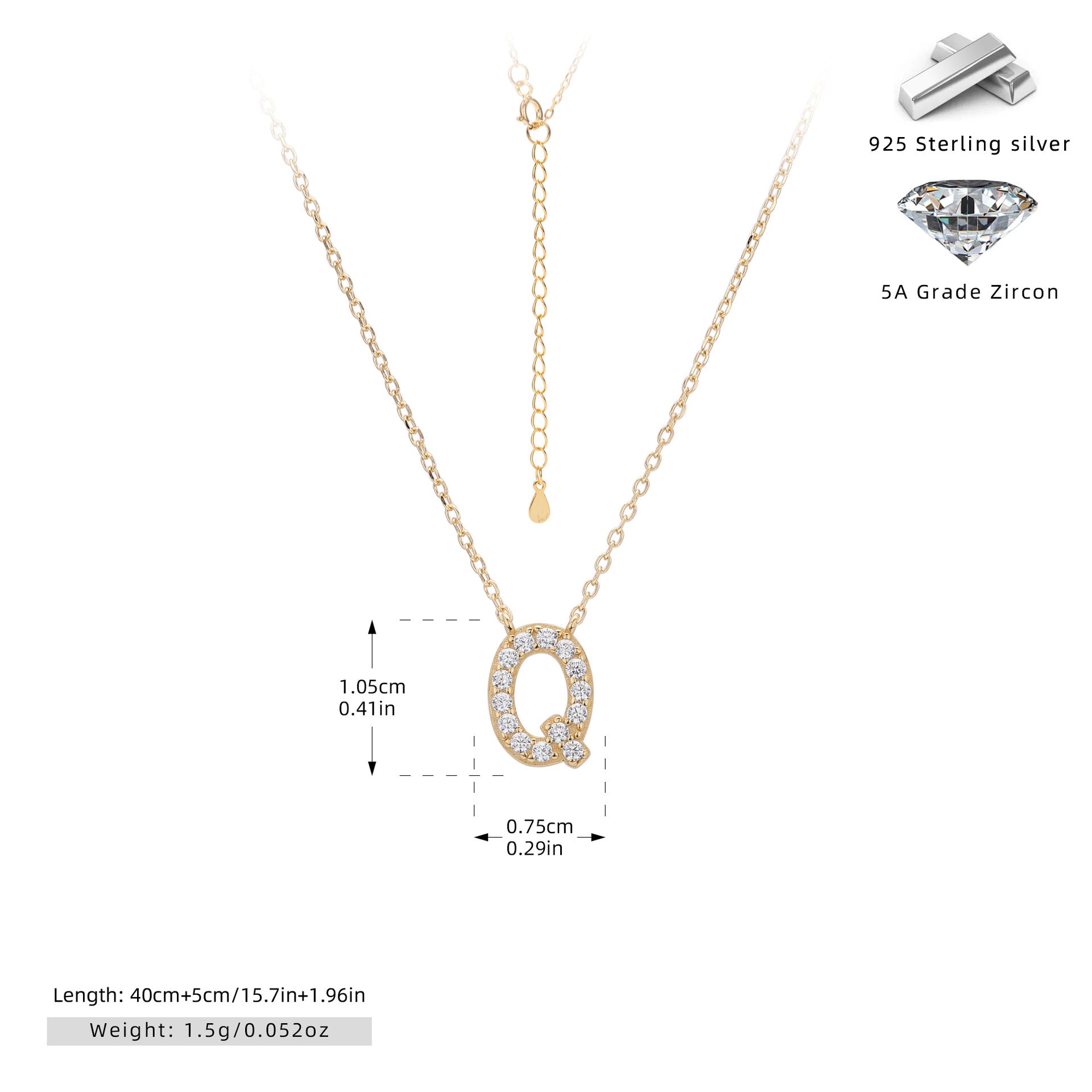 Personalized S925 Silver Letter Diamond Clavicle Necklace