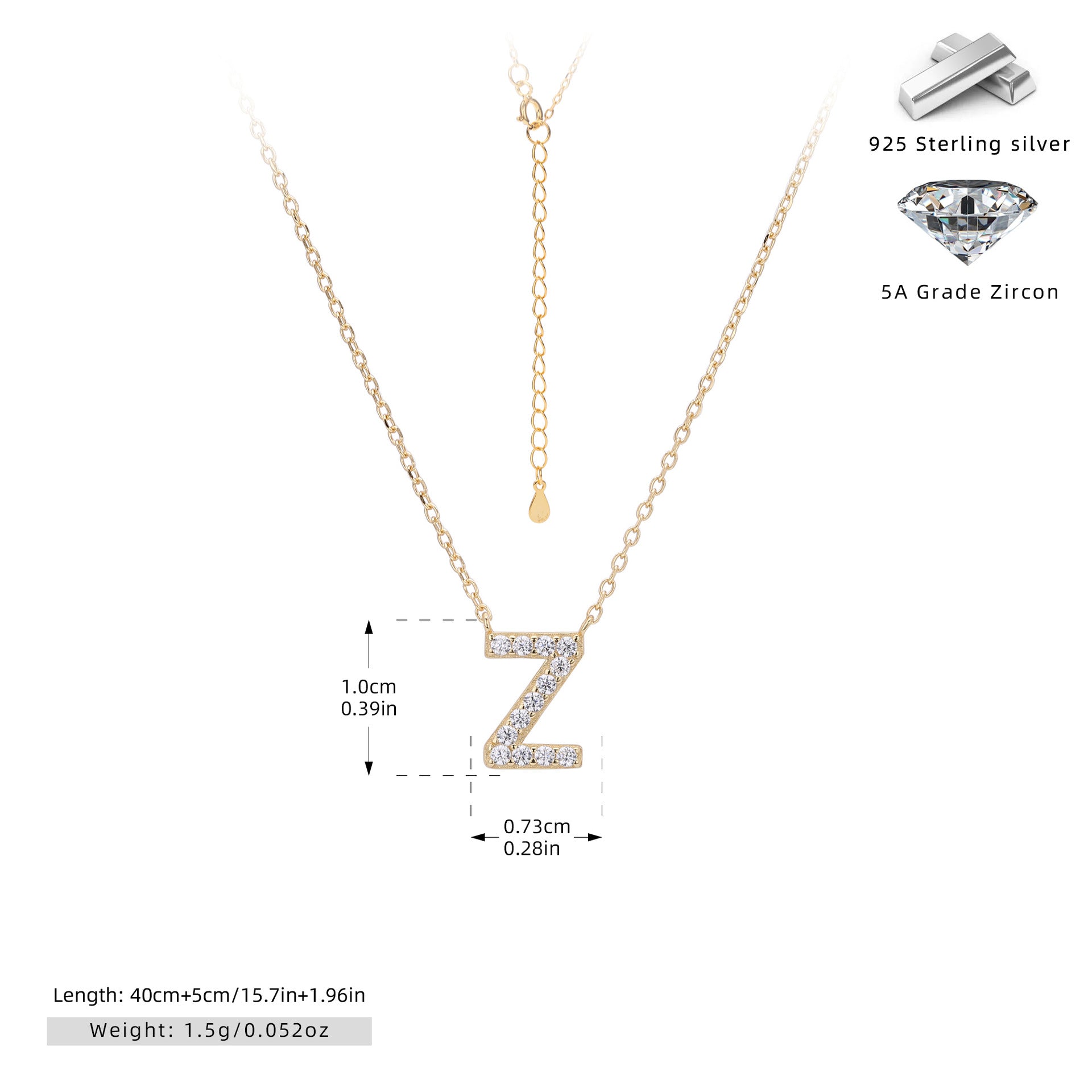 Personalized S925 Silver Letter Diamond Clavicle Necklace