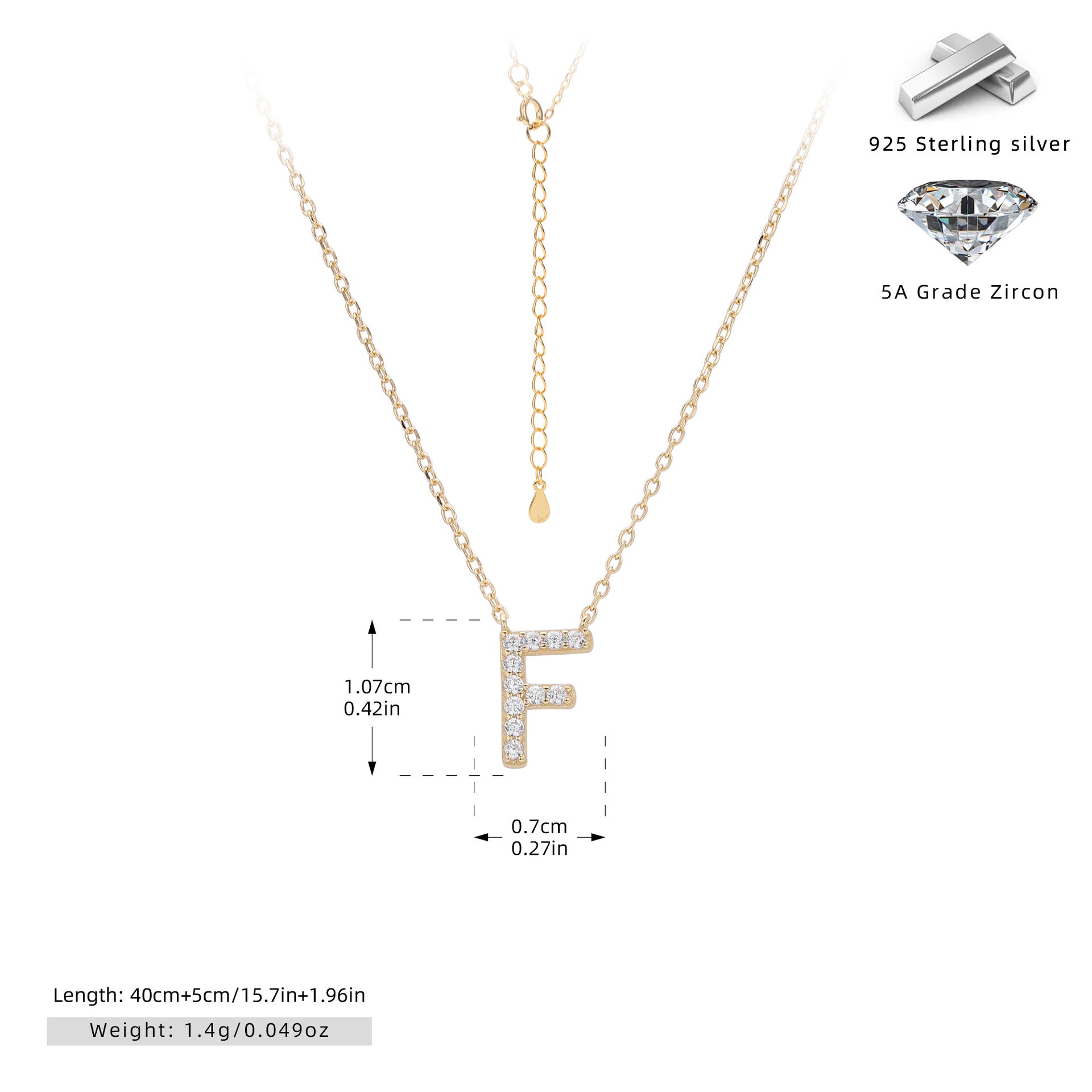 Personalized S925 Silver Letter Diamond Clavicle Necklace