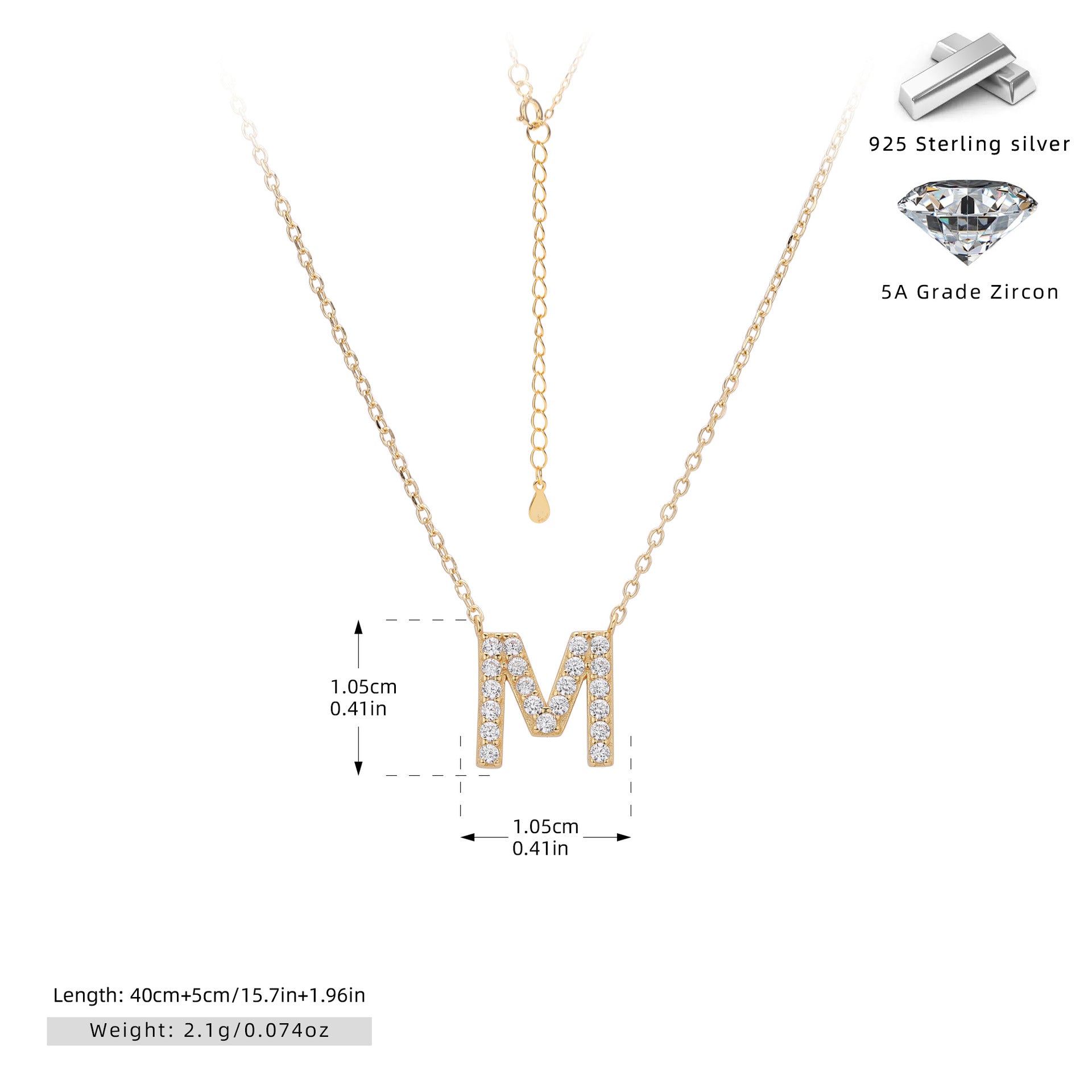 Personalized S925 Silver Letter Diamond Clavicle Necklace