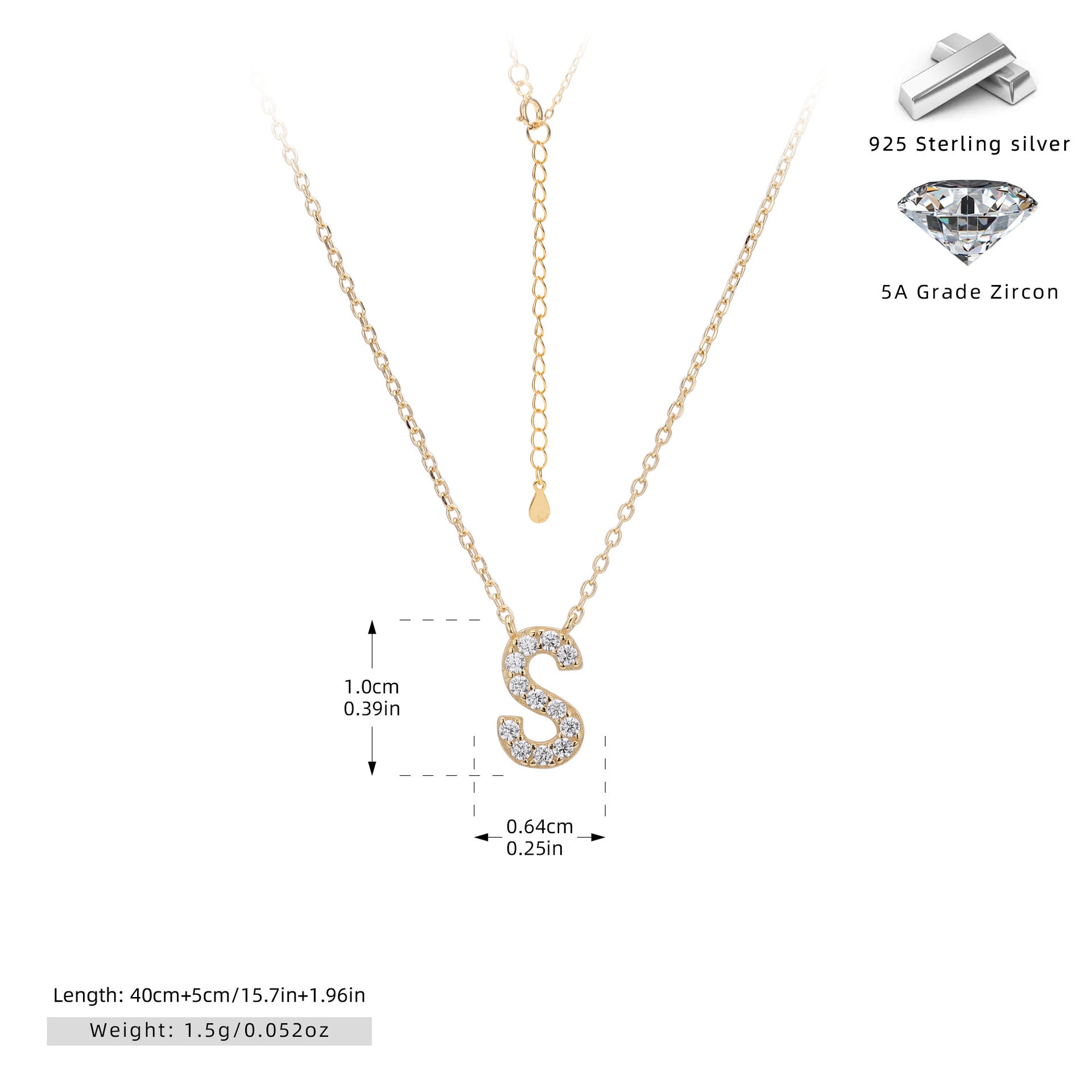 Personalized S925 Silver Letter Diamond Clavicle Necklace