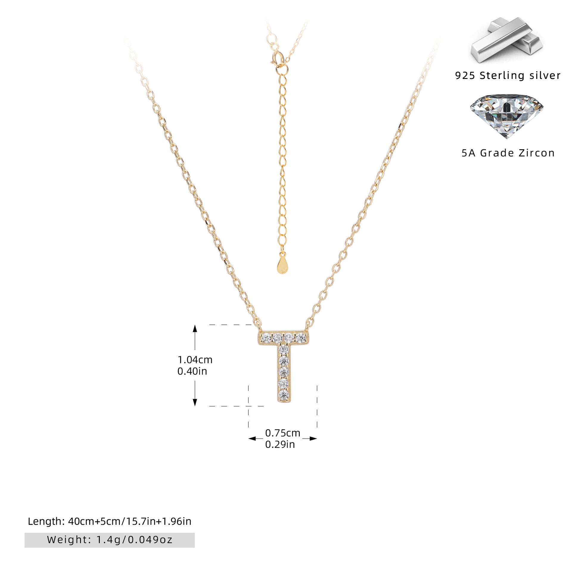 Personalized S925 Silver Letter Diamond Clavicle Necklace