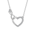 Silver zircon heart-shaped necklace