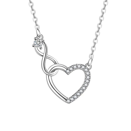 Silver zircon heart-shaped necklace
